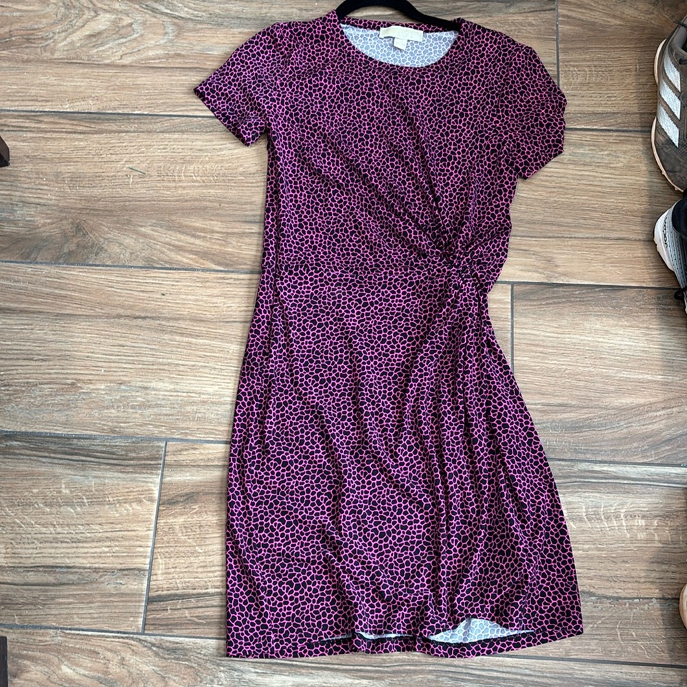 Michael Kors giraffe print dress with gathered waist